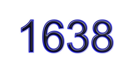 blue 1638 number 3d effect white background