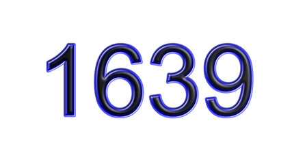 blue 1639 number 3d effect white background