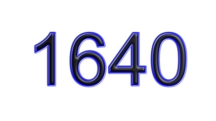 blue 1640 number 3d effect white background