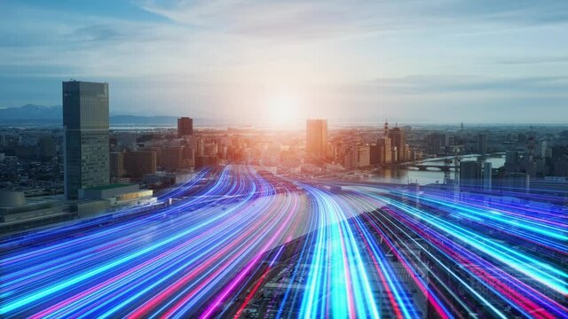 都市を走る光の帯　未来への道