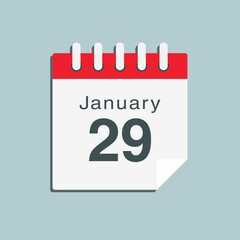 Fototapeta na wymiar Icon day date 29 January, template calendar page