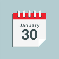 Fototapeta na wymiar Icon day date 30 January, template calendar page