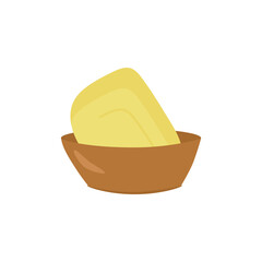 Fresh butter in a cup. Vector illustration in a cartoon flat style. For postcards, labels, design, banners, advertising