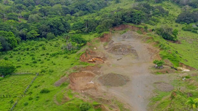 Quarry Site At Sabana de la Mar, Dominican Republic - aerial drone shot