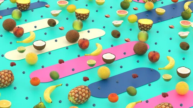 Abstract design of 3D stylish fruits