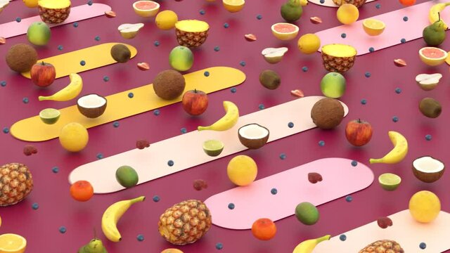 Abstract design of 3D stylish fruits