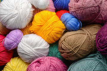 Texture of different knitting yarn, closeup
