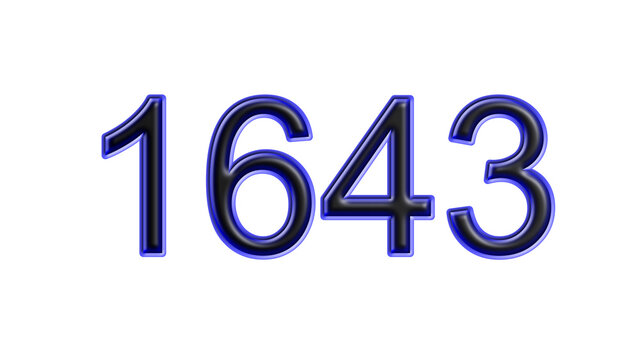 blue 1643 number 3d effect white background