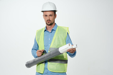male builders Professional Job isolated background