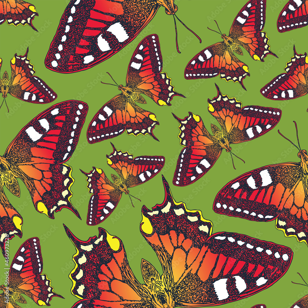 Poster vector image of seamless texture with butterflies