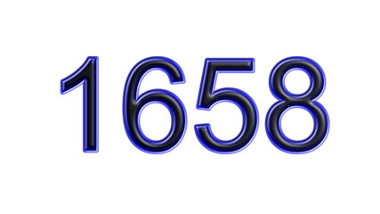 blue 1658 number 3d effect white background