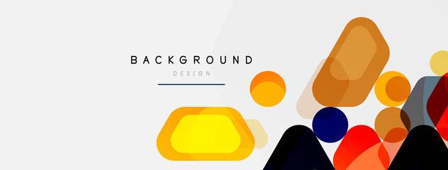 Color bubbles and rounded geometric shapes on white. Vector geometric minimal abstract background for wallpaper, banner, background, landing page