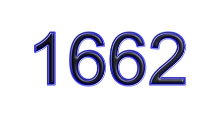 blue 1662 number 3d effect white background