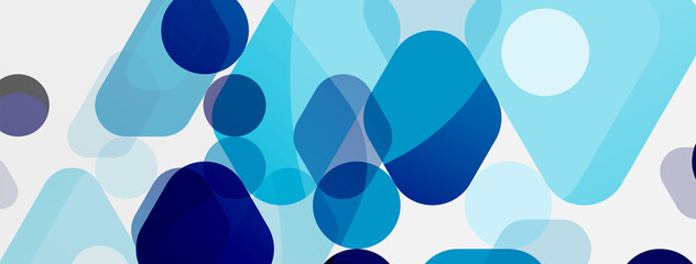 Color bubbles and rounded geometric shapes on white. Vector geometric minimal abstract background for wallpaper, banner, background, landing page