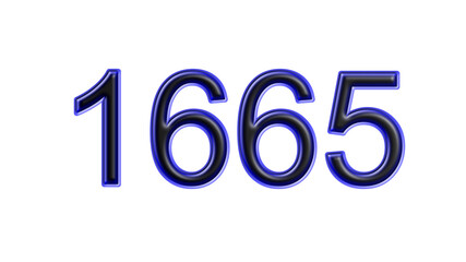 blue 1665 number 3d effect white background