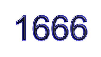 blue 1666 number 3d effect white background