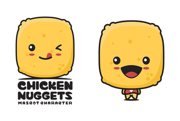 cute chicken nuggets mascot, food cartoon illustration
