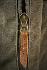 Metal and leather furniture on vintage backpack