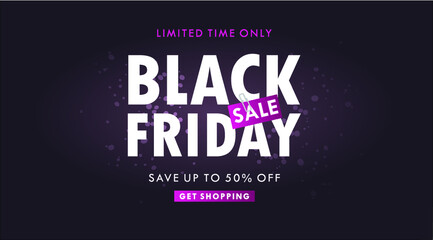 Black friday sale banner. Vector illustration in pink.
