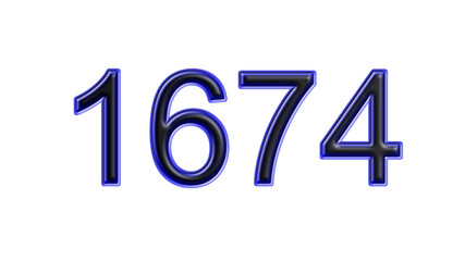 blue 1674 number 3d effect white background