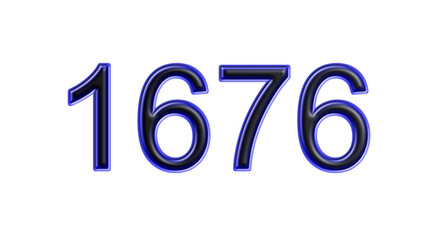 blue 1676 number 3d effect white background