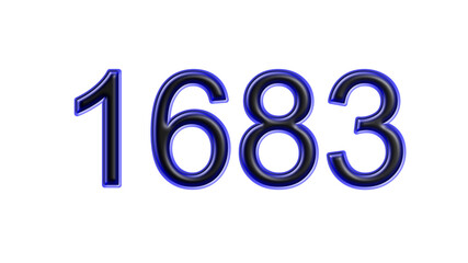 blue 1683 number 3d effect white background