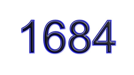 blue 1684 number 3d effect white background