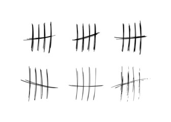 Tally marks on white background