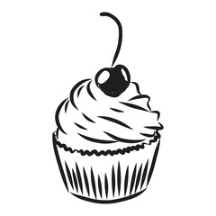 drawing of a cup cake cupcake vector sketch