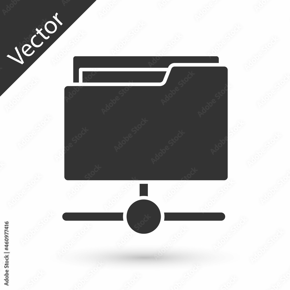 Poster grey ftp folder icon isolated on white background. software update, transfer protocol, router, teamw