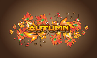 Autumn banner with oranges leaves and a