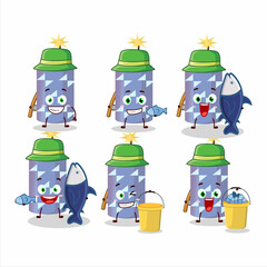 A fisherman light blue firecracker cartoon picture catch a big fish