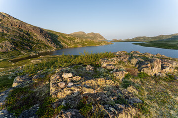 Scandinavian mountains in the area of Gaustatoppen on Lake Heddevatn