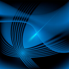 Abstract blue background with smooth lines. Vector illustration.