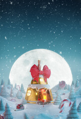 Cute cozy fairy house decorated at christmas