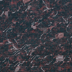 Marble random tiles. Background and texture random marble tile surface, dark marble with hard surface. 3D-rendering