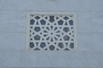 A square window in the holy mosque in Makkah 
