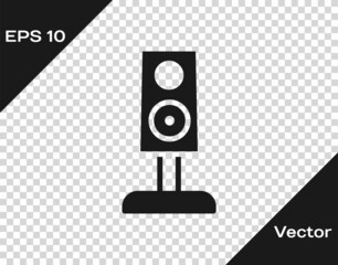 Black Stereo speaker icon isolated on transparent background. Sound system speakers. Music icon. Musical column speaker bass equipment. Vector