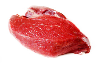 tenderloin veal meat for steaks fillet mignon on white board. Top view