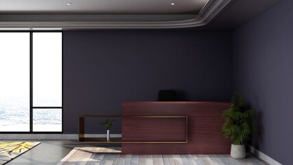 blank office wall in receptionist room for company logo mockup