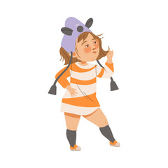 Adorable girl in stylish fashionable outfit cartoon vector illustration