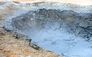Boiling mudpool in Hverir, Namafjall in northern Iceland