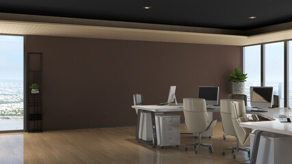 blank wall in the office room for company logo mockup