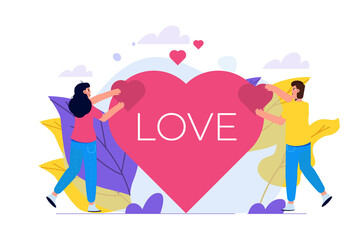 Share your love concept. Donate, giving money and love. Vector illustration.