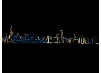 Obraz premium Colorful Chicago Skyline Drawing on black