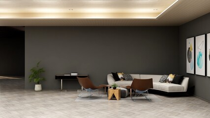 modern office lobby waiting room for company logo mockup