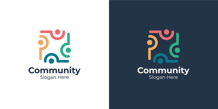 colorful linear style community logo set