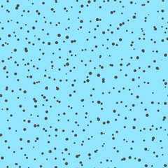 Abstract hand drown polka dots background. Blue dotted seamless pattern with white circles. Template design for invitation, poster, card, flyer, textile, fabric