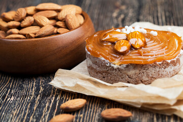 round tartlet made of cottage cheese cream