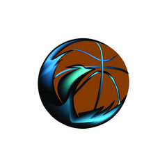 Logo icon. The bird hugs a basketball ball with its wings. Vector graphics for sports.